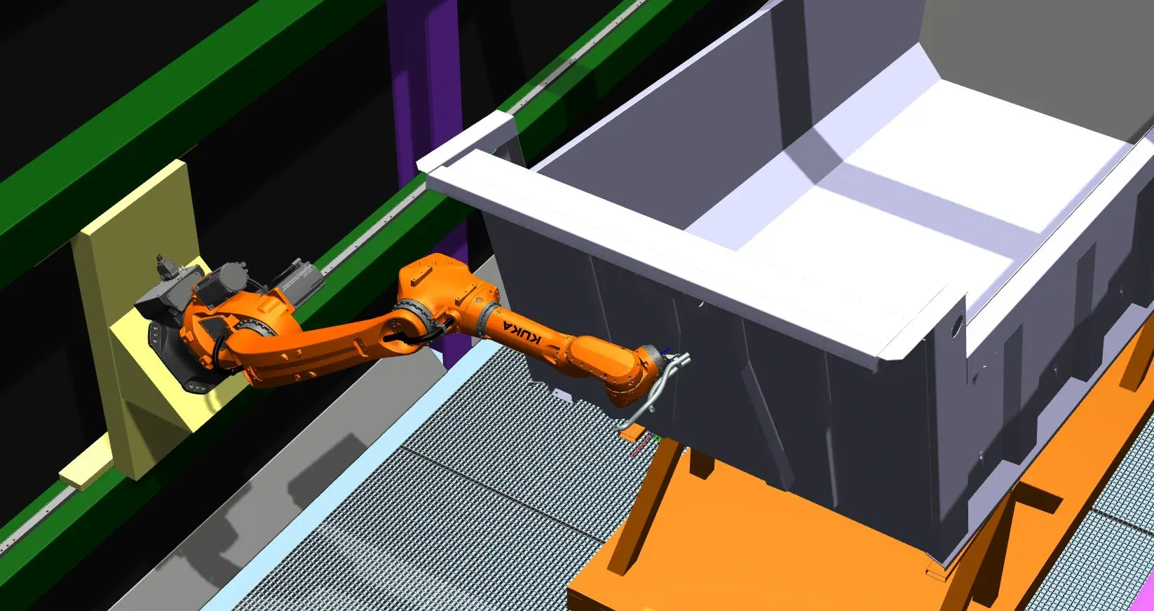 Роботизированный дробеструйный комплекс KUKA KR50 на линейных направляющих
